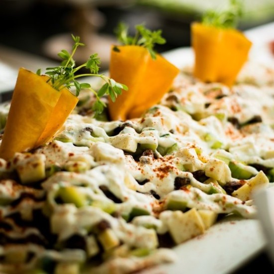 Buffet food in Parque del Sol, Costa Adeje, Tenerife South, with a variety of fresh dishes and local specialties to enjoy on vacation.